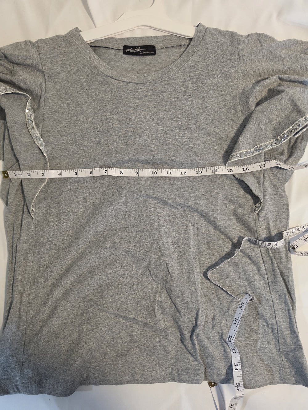 Ontwelfth Crew Neck Flutter Sleeve Top - Gray / Boutique - Picture 6 of 7